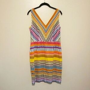 London Times Striped Sleeveless Dress Size 8